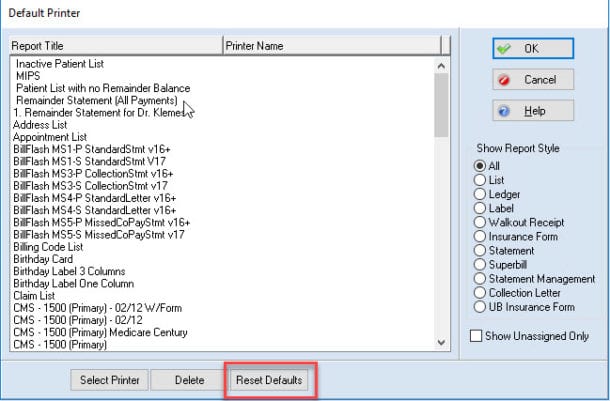 When printing inside the medisoft it says there is no default printer ...